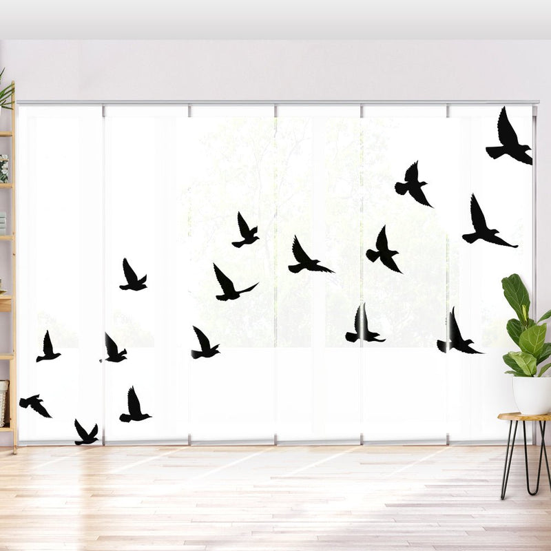Schiebegardine Motiv "Vögel schwarz abstrakt" - La-Melle