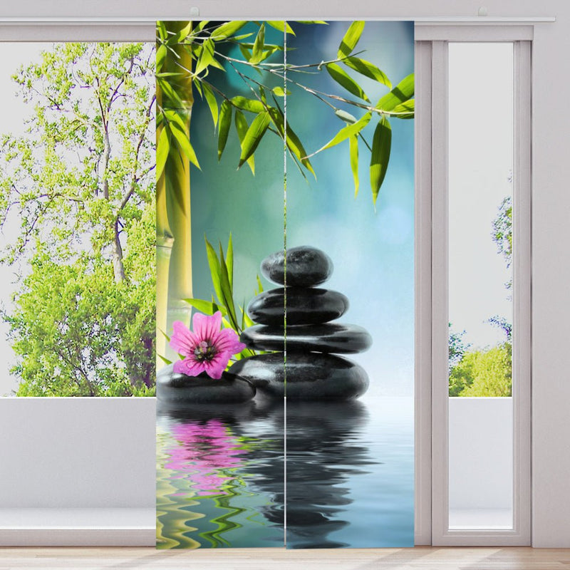 Schiebegardine Motiv "Hibiskus zen stones" - La-Melle