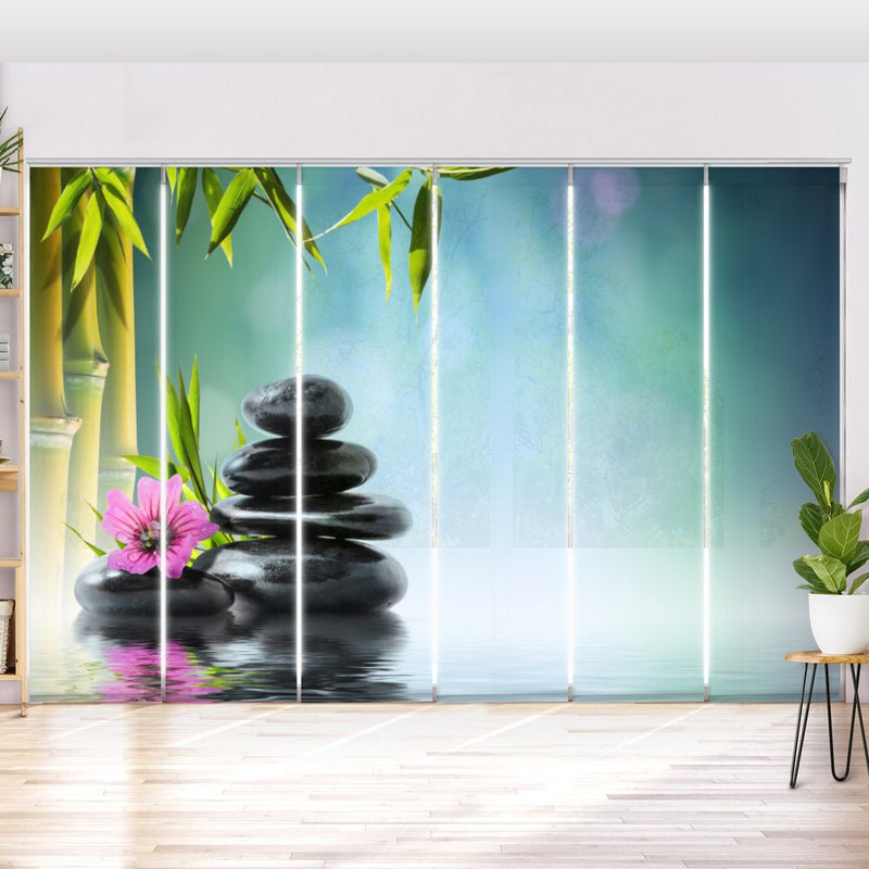 Schiebegardine Motiv "Hibiskus zen stones" - La-Melle