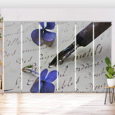 Schiebegardine Motiv Hortensien Brief vintage - La-Melle