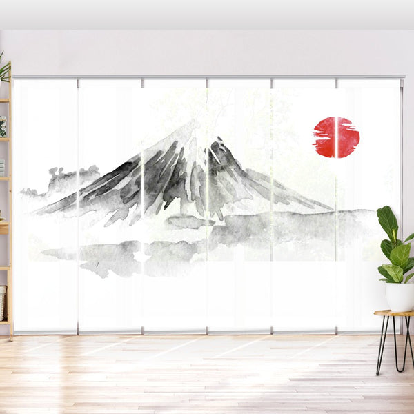 Schiebegardine Motiv "Fujiyama Zeichnung Asiatisch"