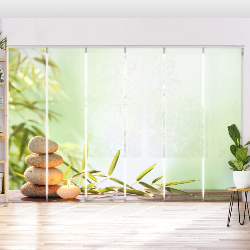 Schiebegardine Motiv "Kerze Steine Bambus" - La-Melle