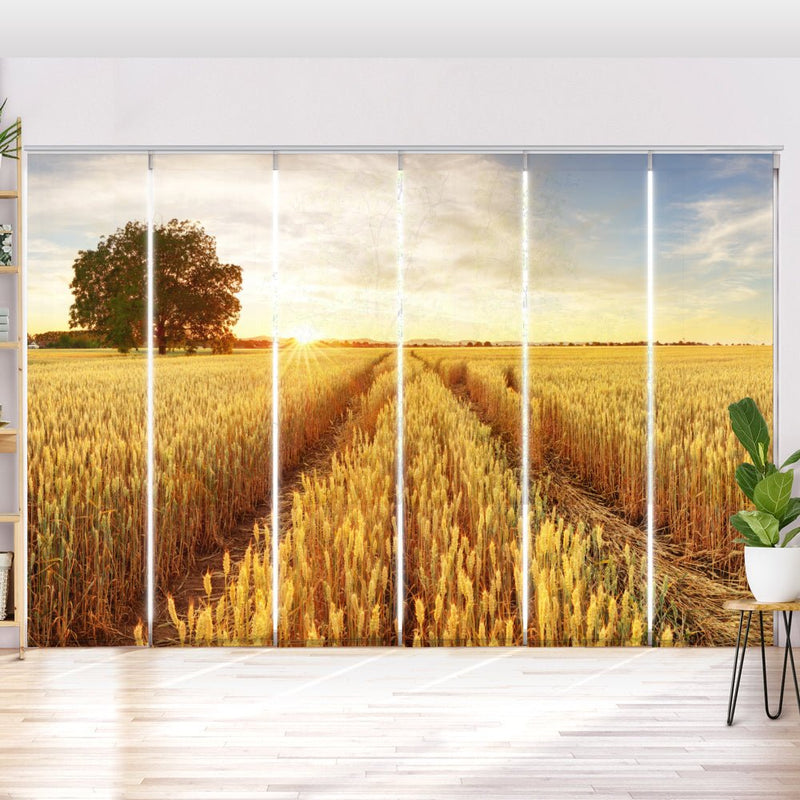 Schiebegardine Motiv "Kornfeld Sonnenuntergang Baum" - La-Melle