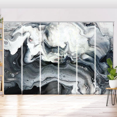 Schiebegardine Motiv Fluid schwarz weiss grau - La-Melle