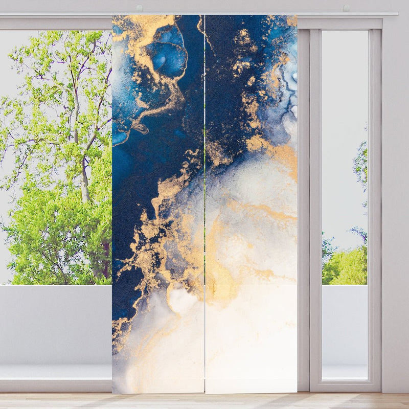 Schiebegardine Motiv "Marmor blau gold" - La-Melle