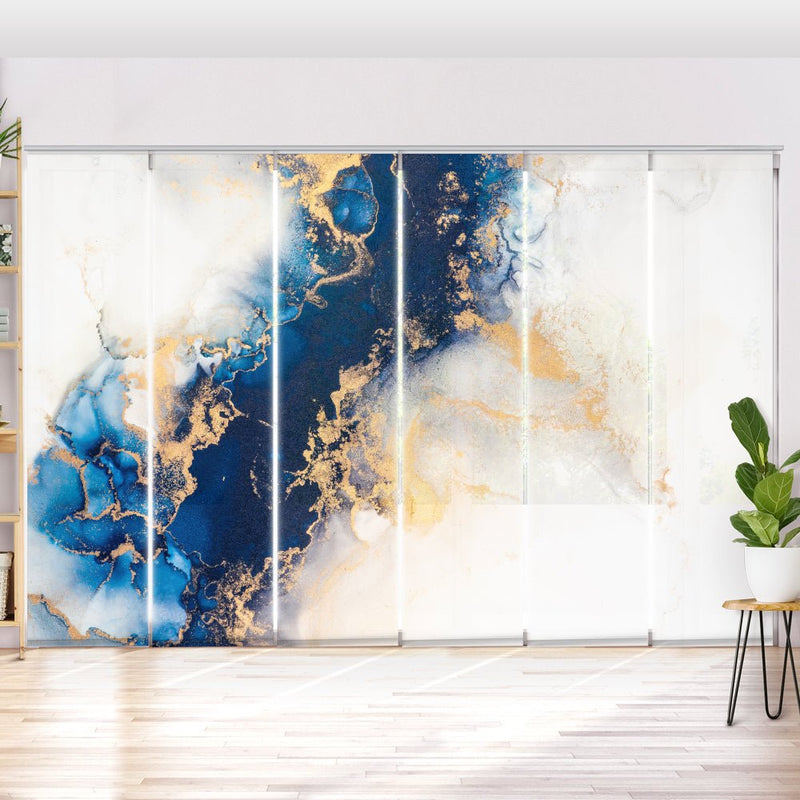 Schiebegardine Motiv "Marmor blau gold" - La-Melle