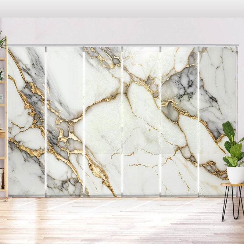 Schiebegardine Motiv "Marmor weiss gold Luxus" - La-Melle