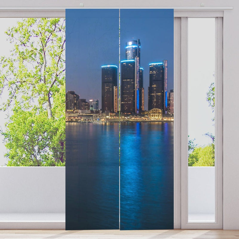 Schiebegardine Motiv "Skyline Michigan Detroit" - La-Melle
