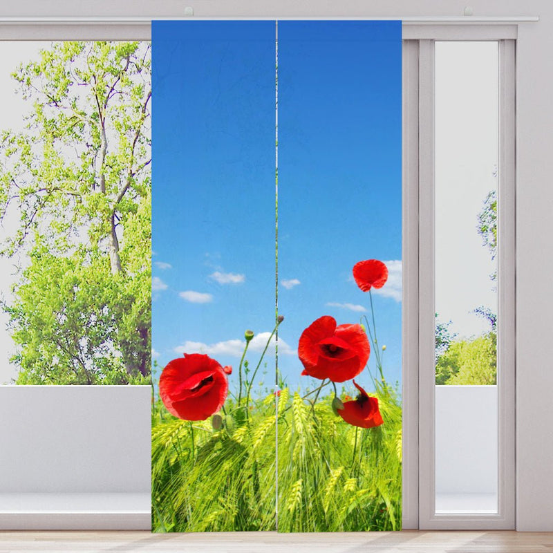 Schiebegardine Motiv "Blumenwiese Mohn" - La-Melle
