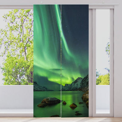 Schiebegardine Motiv Nordlicht Norwegen - La-Melle
