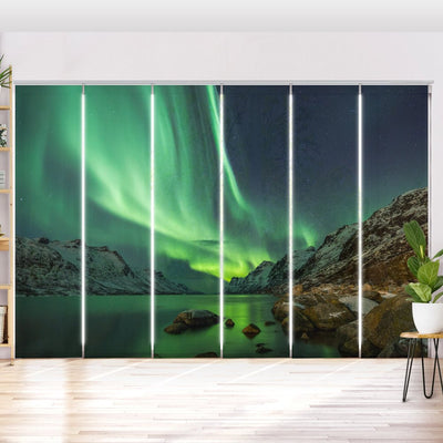 Schiebegardine Motiv Nordlicht Norwegen - La-Melle