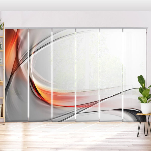 Schiebegardine Motiv "Waves orange grey"