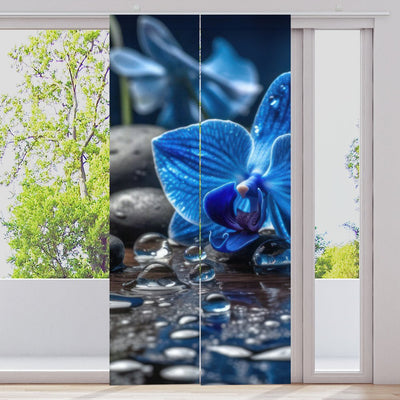 Schiebegardine Motiv Blaue Orchidee zen stones - La-Melle