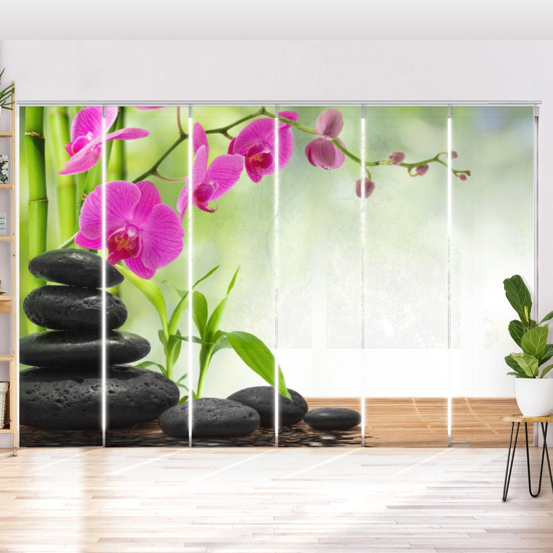 Schiebegardine Motiv "Orchidee zen stones" - La-Melle