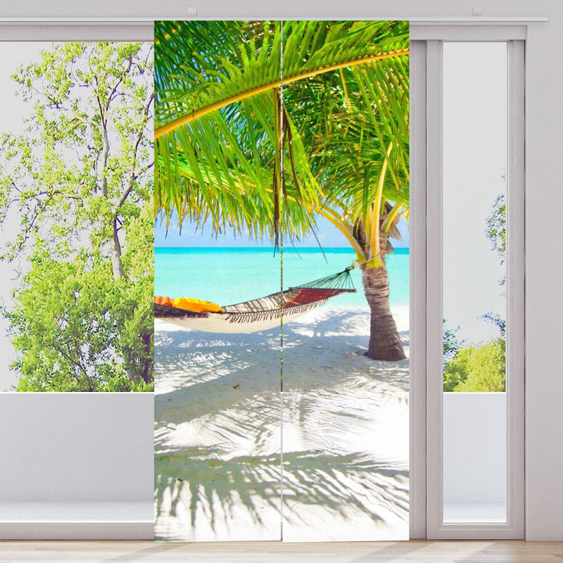 Schiebegardine Motiv "Palme Strand Hängematte" - La-Melle