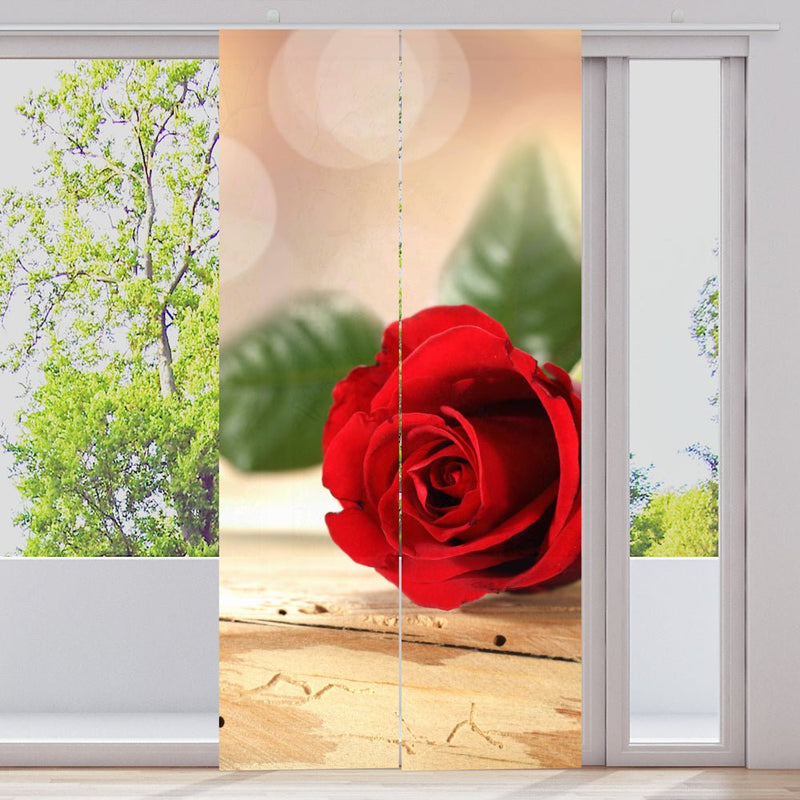 Schiebegardine Motiv "Rote Rose vintage" - La-Melle
