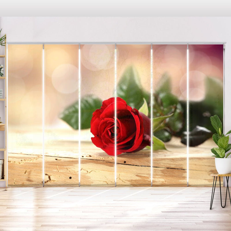 Schiebegardine Motiv "Rote Rose vintage" - La-Melle