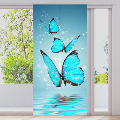 Schiebegardine Motiv Blaue Schmetterlinge - La-Melle