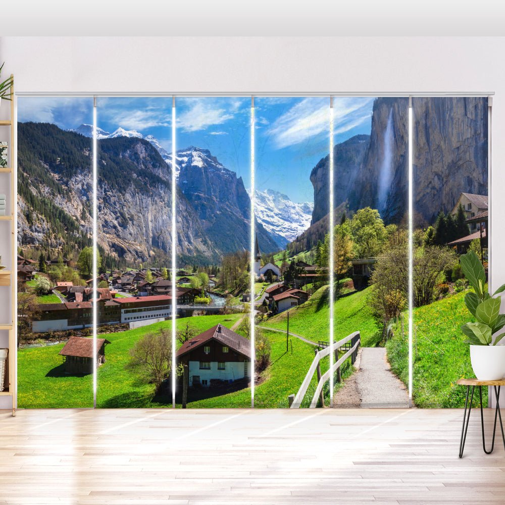 Schiebegardine Motiv "Schweiz Wasserfall Berge" - La-Melle