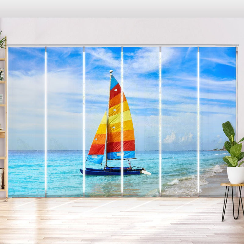 Schiebegardine Motiv "Segelbot Strand Florida" - La-Melle