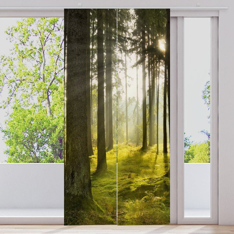 Schiebegardine Motiv "Wald Sonnenaufgang" - La-Melle