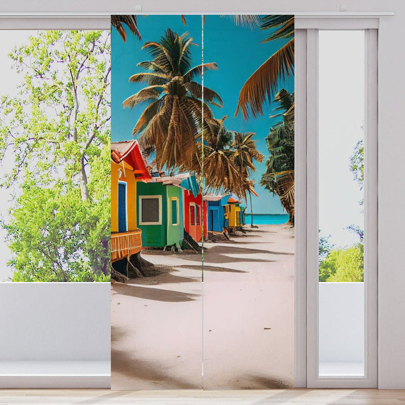 Schiebegardine Motiv "Catalina Beach Meer Haus" - La-Melle