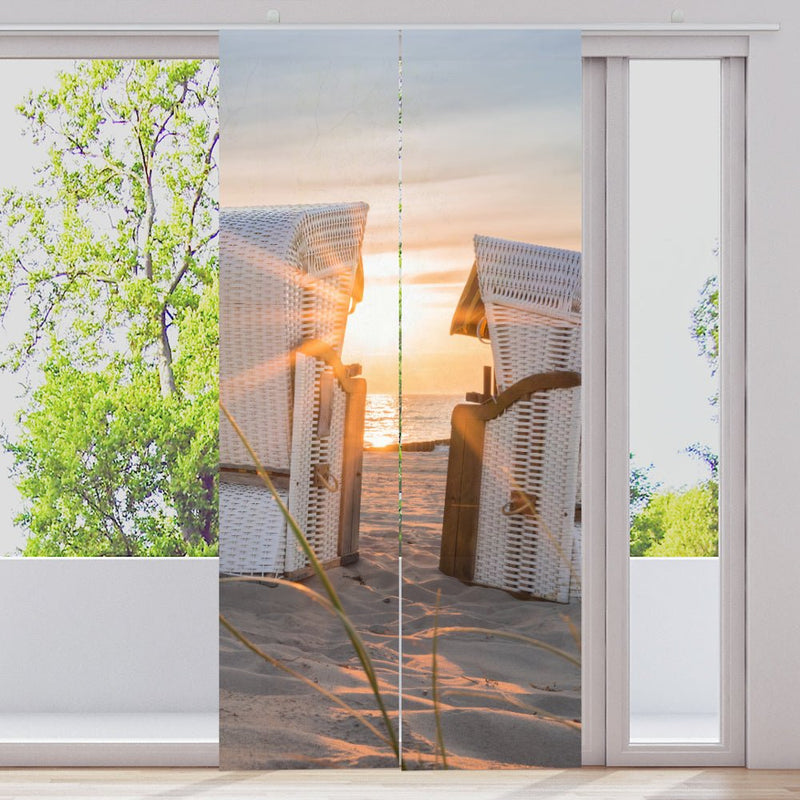 Schiebegardine Motiv "Strandkorb Meer Küste" - La-Melle