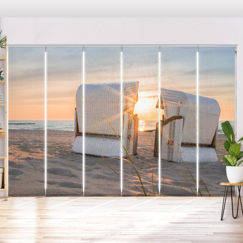 Schiebegardine Motiv "Strandkorb Meer Küste" - La-Melle