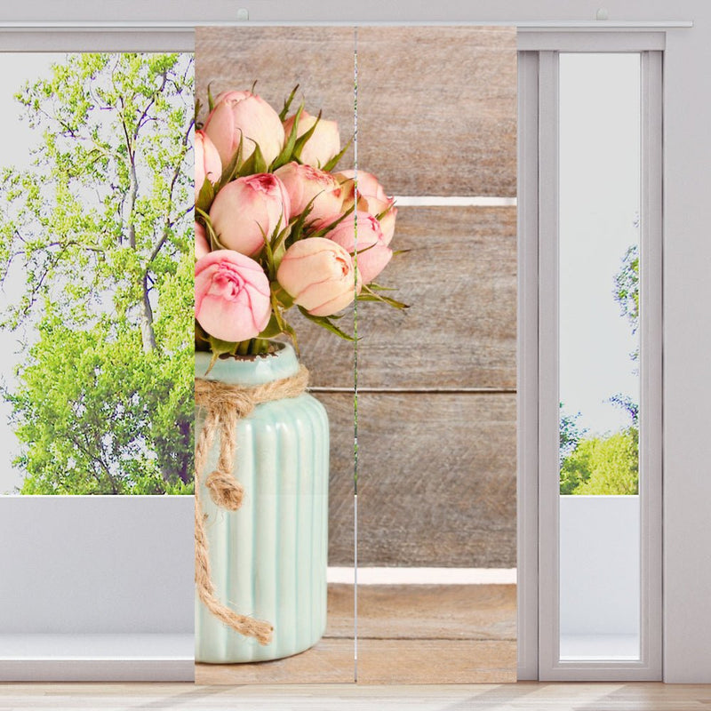 Schiebegardine Motiv "Tulpen vintage Holzwand" - La-Melle