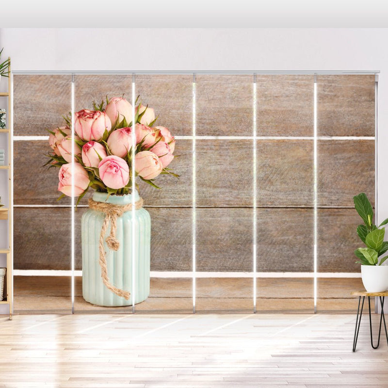 Schiebegardine Motiv "Tulpen vintage Holzwand" - La-Melle