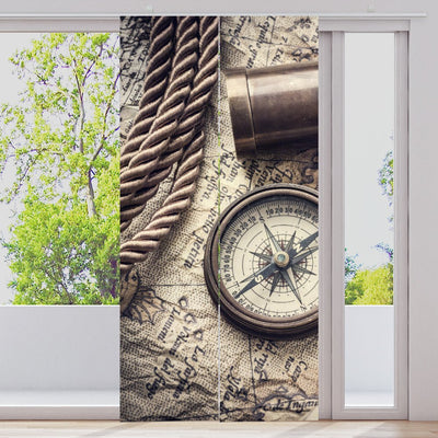 Schiebegardine Motiv Vintage Kompass Seefahrt - La-Melle