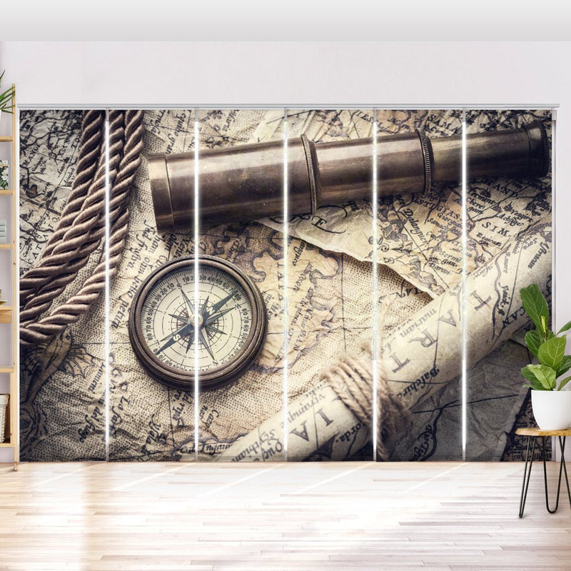 Schiebegardine Motiv "Vintage Kompass Seefahrt" - La-Melle