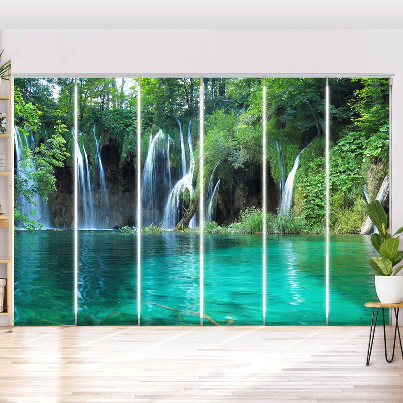 Schiebegardine Motiv "Wald Wasserfall" - La-Melle