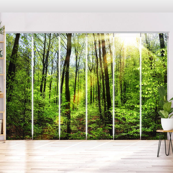Schiebegardine Motiv "Wald Sonne"