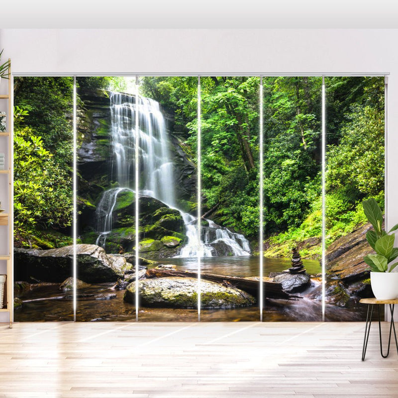 Schiebegardine Motiv "Zen stones Wald See" - La-Melle