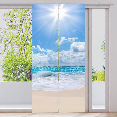 Schiebegardine Motiv Wellen Strand Sonne - La-Melle