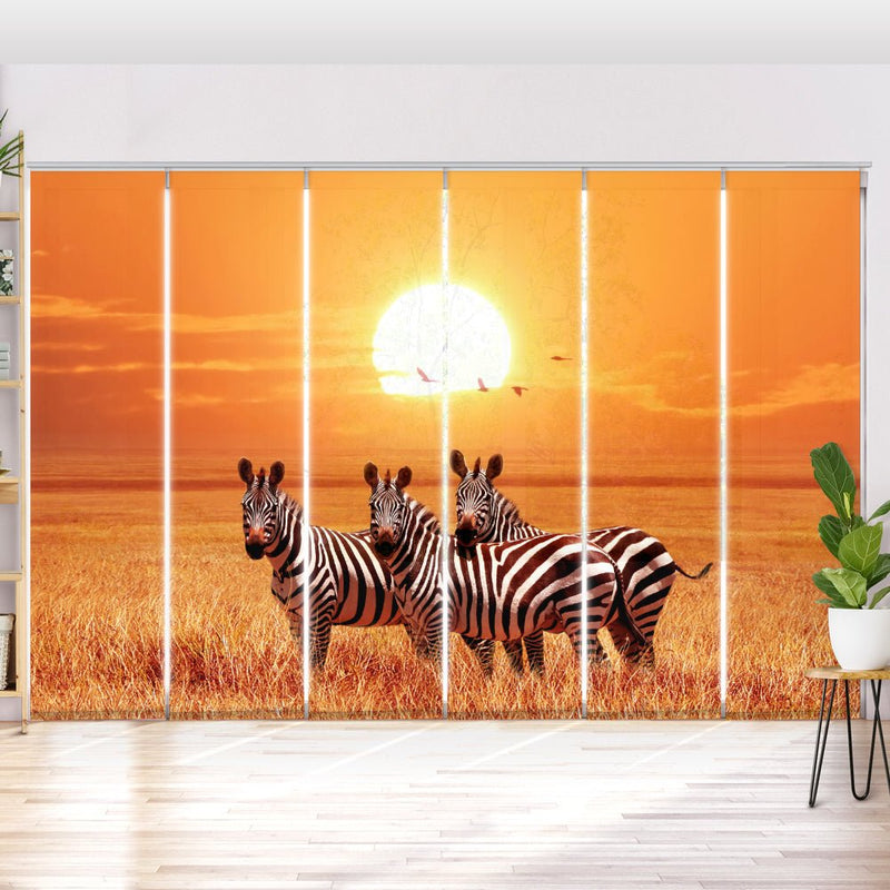 Schiebegardine Motiv "Zebras Afrika Savanne" - La-Melle