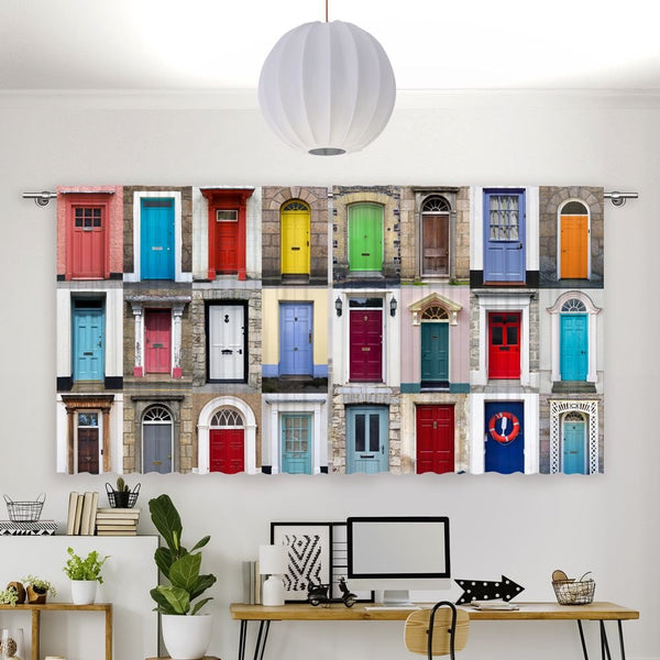 Vorhang Motiv 'Bunte Tueren Collage'
