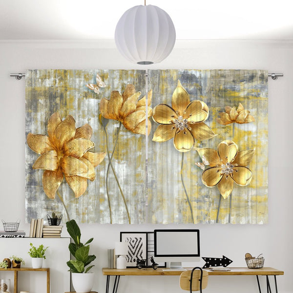 Vorhang Motiv "Blumen gold"