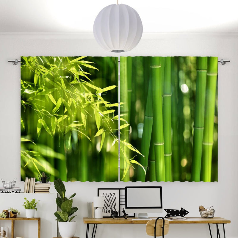 Vorhang Motiv Bambus grün links
