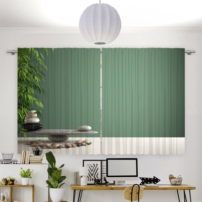 Vorhang Motiv Bambus Steine Balance - La-Melle