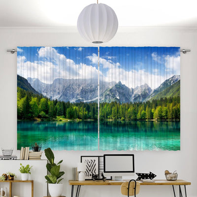 Vorhang Motiv Bergsee Wald - La-Melle