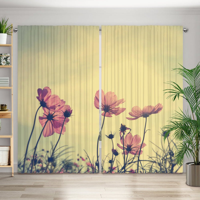 Vorhang Motiv "Kosmea vintage sepia Blumen" - La-Melle