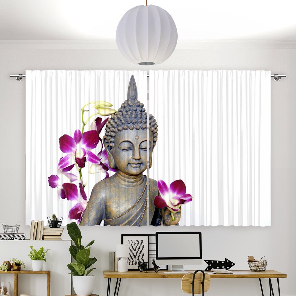 Vorhang Motiv "Buddha Orchidee wellness" - La-Melle