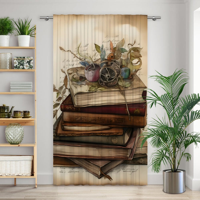 Vorhang Motiv "Bücher Stapel vintage" - La-Melle