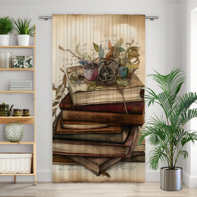 Vorhang Motiv Bücher Stapel vintage - La-Melle