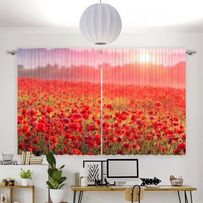 Vorhang Motiv Roter Mohn Sonnenaufgang - La-Melle
