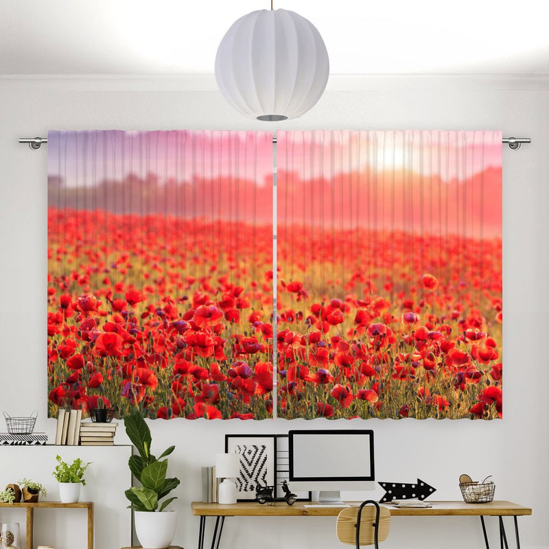 Vorhang Motiv "Roter Mohn Sonnenaufgang" - La-Melle