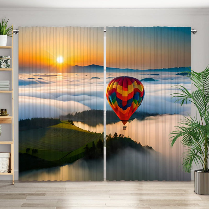 Vorhang Motiv "Heissluftballon Berge" - La-Melle