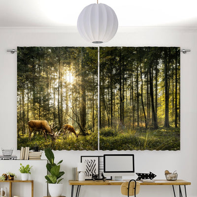 Vorhang Motiv Hirsch Reh Wald - La-Melle